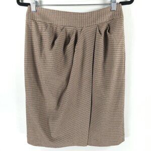 NWT J. McLaughlin MADDIE Pleated Plaid‎ Skirt TAUPE/BROWN/BLACK HOUNDSTOOTH Sz 6